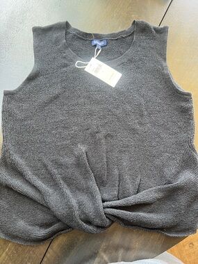 NWT Splendid Black Sleeveless Knit Twist-Front Tank